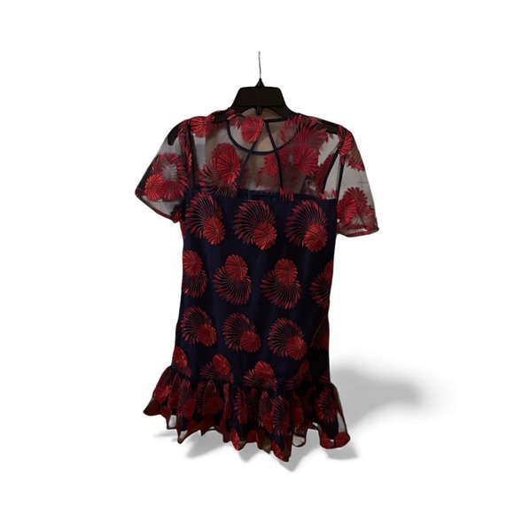 Trina Turk Dresses & Skirts - Trina Turk‎ Embroidered Mesh Floral Sheer Sleeve Sheath Dress Size 4 Valentines